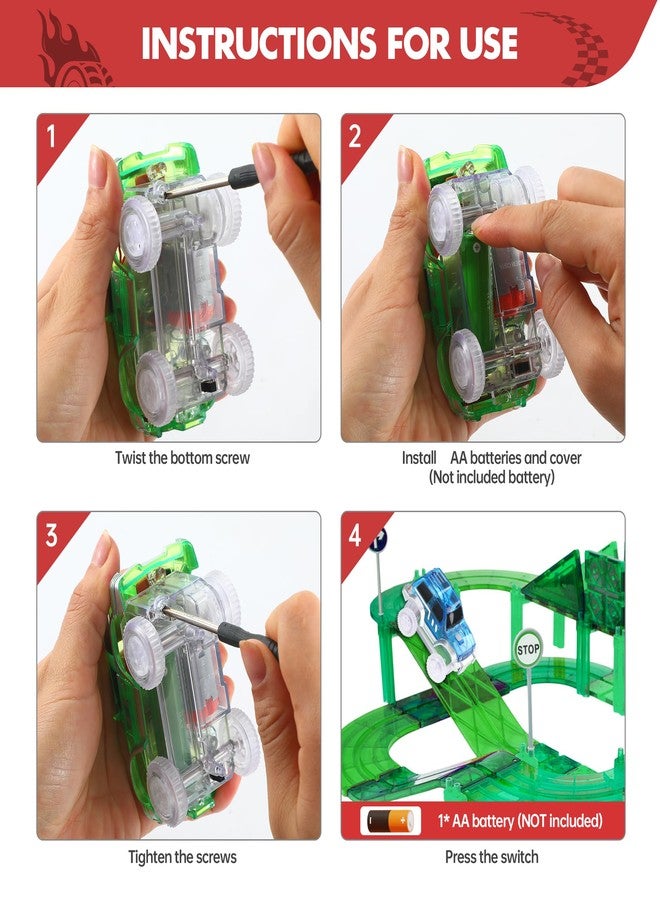 Save Unicorn Magnetic Track Cars Replacement Only, Flex Track Race cars Accessories Construction Building Kits for Magnet Tracks Glow in the Dark, Only Compatible with Magnetic Car Tracks for Kids Ages 3+ (4pack) - Image 5